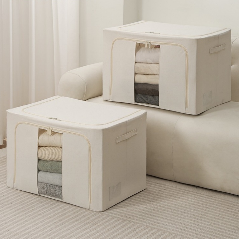 Caixa Organizadora Roupas Brinquedos Lençol Edredom Guarda Roupa Dobrável Visor Transparente 66L - AC-113