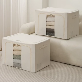 Caixa Organizadora Roupas Brinquedos Lençol Edredom Guarda Roupa Dobrável Visor Transparente 66L - AC-113