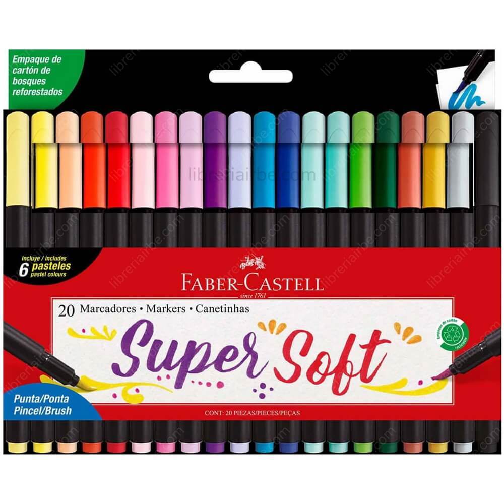 Kit Caneta Brush Ponta Pincel Faber Castell - Kit 20, 10, 6 ou 5 cores ...