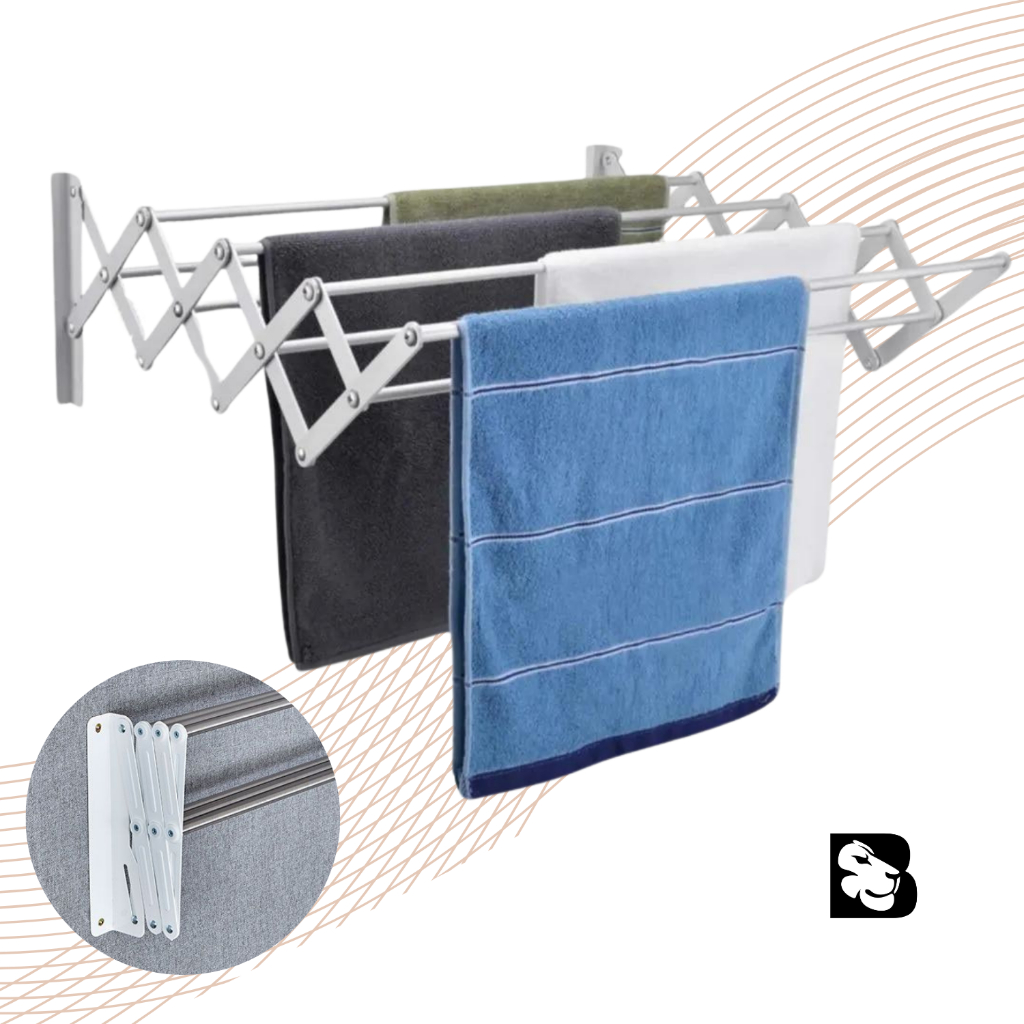Varal Dobrável Retrátil Sanfonado Parede Com 60 ou 80 cm Para Secar Roupas Abre e Fecha Resistente