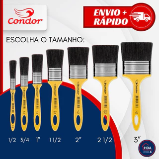 Pincel Trincha Amarela Para Esmalte Sintético e Tinta Óleo Diversos Tamanhos - Condor