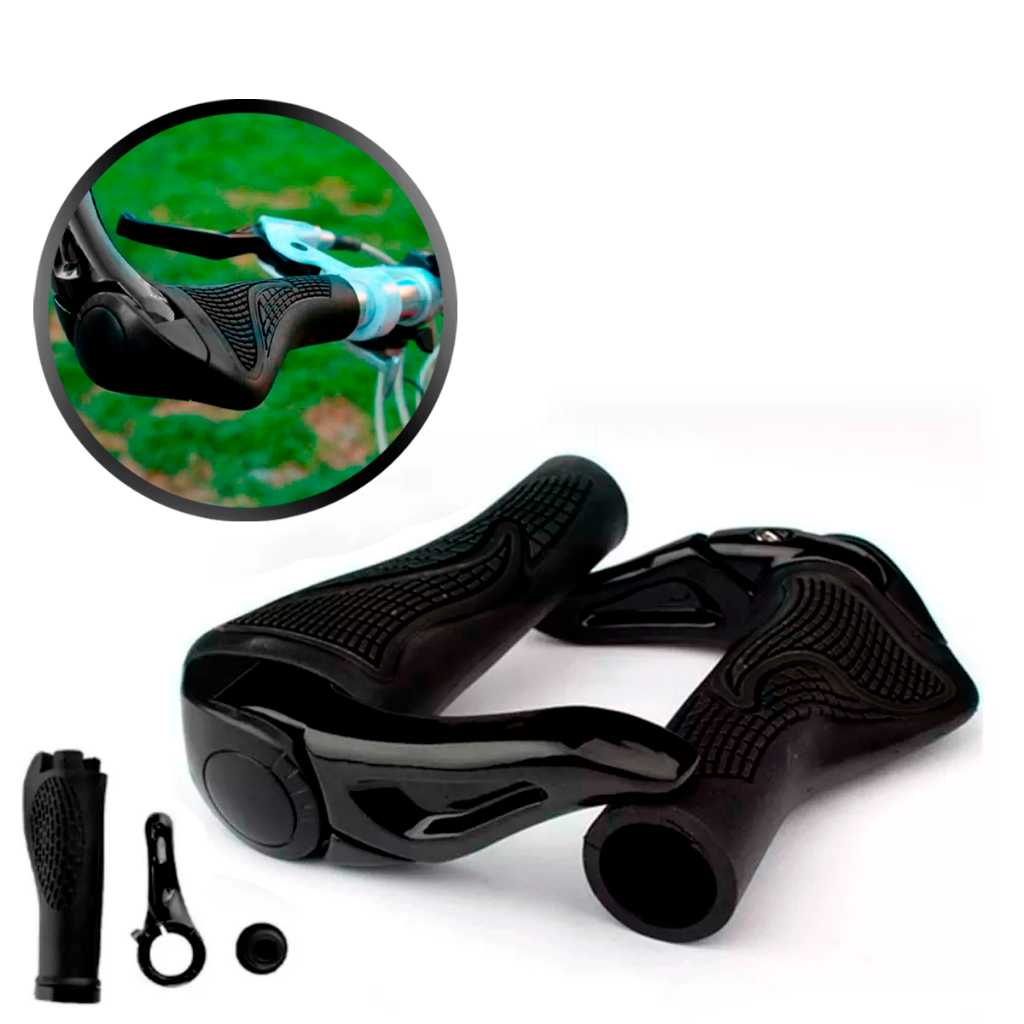 Par Manoplas Anatomicas Guidao Bicicleta Com Trava Bar End