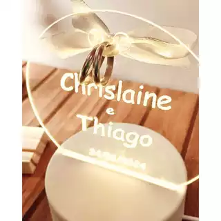 porta aliança personalizado com base luminária