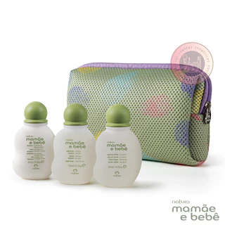 Kit Miniatura Mamãe e Bebê Natura: Sabonete Líquido, Loção Hidratante, Água de Colônia e Mini Nécessaire em Oferta na Shopee