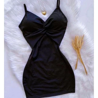 Vestido Nó Tubinho Canelado Curto tendência