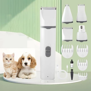 4 em 1 Kit Maquina De Tosa Pet Recarregável Aparadora Profissional Cachorro Gato Baixo Ruído Sem Fio kit De Aparador Elétrico De Pele De Pata De Cão Para