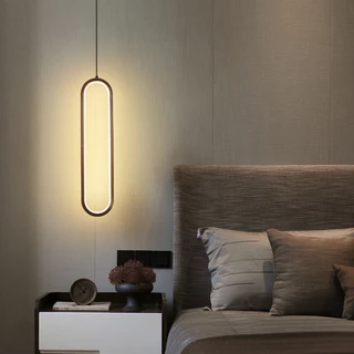 Luminária Moderna Pendente Dourado Minimalist quarto de Cabeceira Pendurada oval Cristal -18 w
