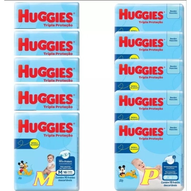 kit 10 pacotes de fraldas ,cha kit fralda Huggies azul 5 pacote P e 5 ...