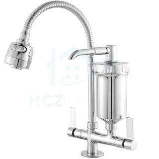Torneira Com Filtro Slim Bancada Cozinha Flexível Gourmet Cromada Dupla Função Metal Abs