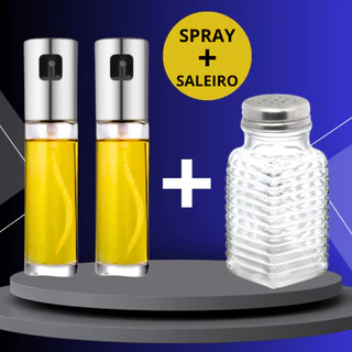 Kit 2 Spray de Azeite Borrifador Vinagre Óleo Pulverizador Culinário + Saleiro