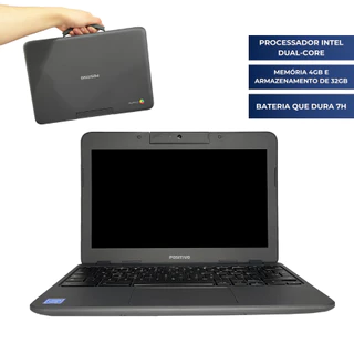 Notebook Chromebook para Estudos Positivo Processador Intel Dual-core Memória 4GB Armz. 32GB 11.6''
