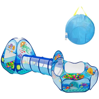 Barraca tenda cabana 3 em 1 Infantil Basquete Com Piscina de bolinhas cercadinho com túnel e bolsa transporte estampa do mar