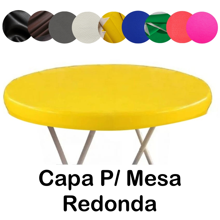 Capa de Cobrir Mesa Redonda em Couro Courvin Colorido Resistente E Impermeável