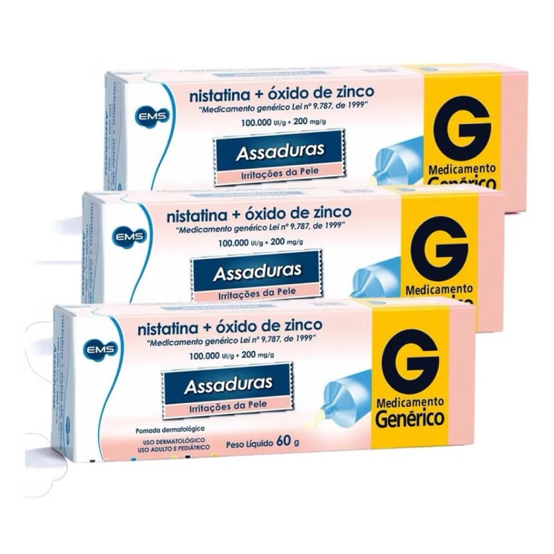 Pomada para assadura nistatina+oxido de zinco EMS kit com 3 unds ...