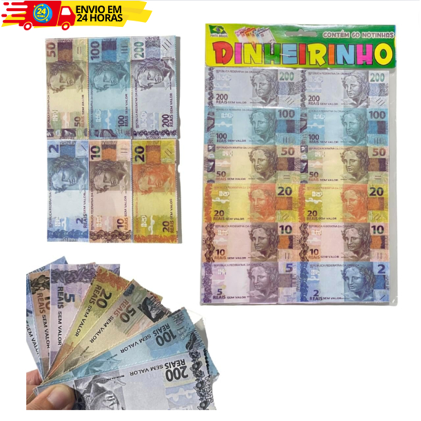 Dinheiro De Brinquedo Para Crianças 66 Notas De Dinheirinho Para ...