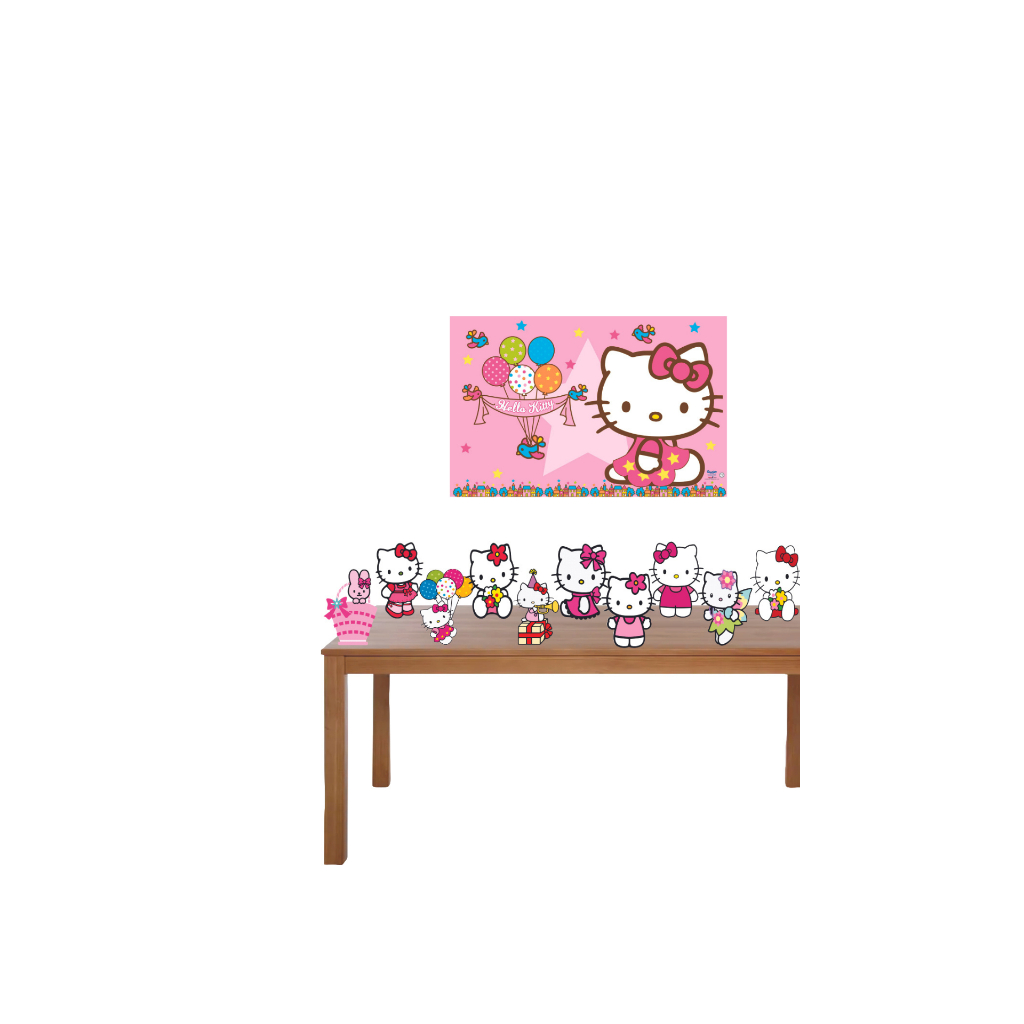 Kit Display Hello Kitty 8 De Mesa+ Painel 1,00x0,70 Para Festa | Shopee ...