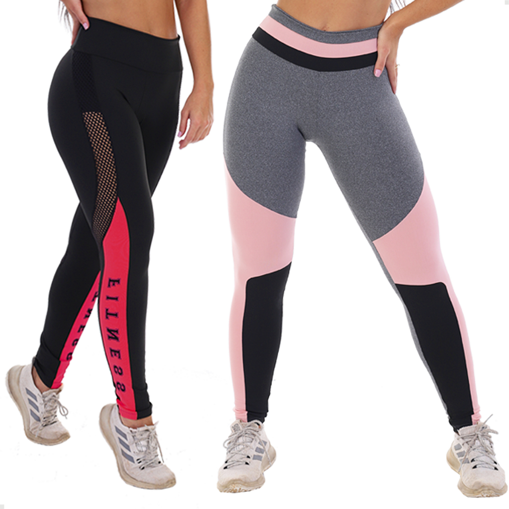 2 Calças Legging Academia Fitness Cores Sortidas