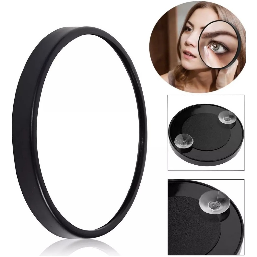 Espelho Lupa 3x Redondo 8,8Cm com Verdosa Zoom Maquiagem Lente Barbear