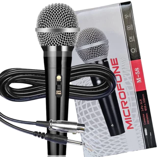 Microfone Karaoke Profissional cabo P10 5M Sm58 Dinâmico Youtuber cardióide Prateado