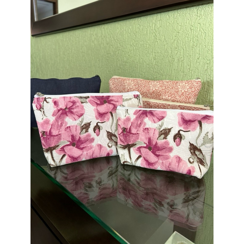 Kit 2 Nécessaire Bolsinha Com Zíper Para Cosméticos / Artigos De Higiene / Bolsinha de Viagem