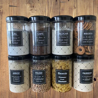 [KIT] 8 (OITO) POTES DE MANTIMENTO - (PROMOÇÃO) - MACARRÃO, ARROZ, FEIJÃO, FARINHA, BISCOITO, CAFE, AÇÚCAR, SAL 1700L