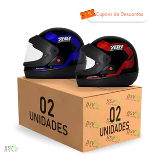 Combo Kit 2 Capacetes Par Casal Fechado Sport Moto Viseira Automática Feminino Masculino Pro Tork