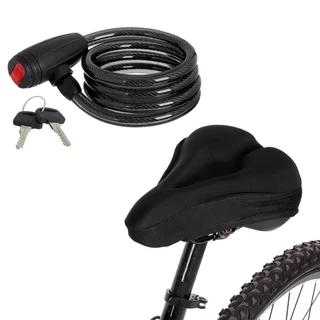 Kit Capa Para Banco Selim Bike Bicicleta + Trava Cabo De Aço Grosso Cadeado Segurança Com Chave Com Suporte Bike Bicicleta Anti-Roubo Reforcado