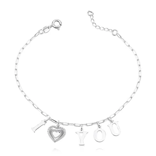 Pulseira Feminina de Prata 925 I Love You pendente em Oferta na Shopee