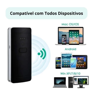 Mini Leitor Código Barras Bolso 3 Em 1 Bluetooth Sem Fio 1d Cor Preto 5V