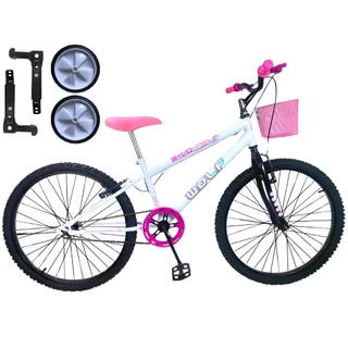 Bicicleta Aro Infantil 24 Mtb Feminina V-break + rodinha