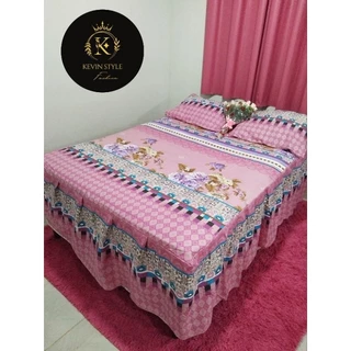 colcha de cama casal 3× peças com babado