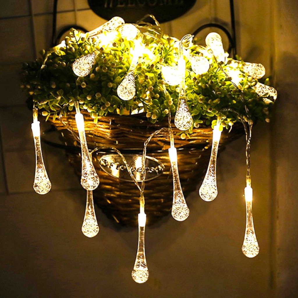 Pisca-pisca Luz Gota Solar 20 Lâmpadas Decoração Jardim Natal