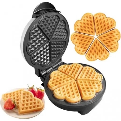 Máquina De Waffle Elétrica 5 Corações Antiaderente 110v Pronta Entrega