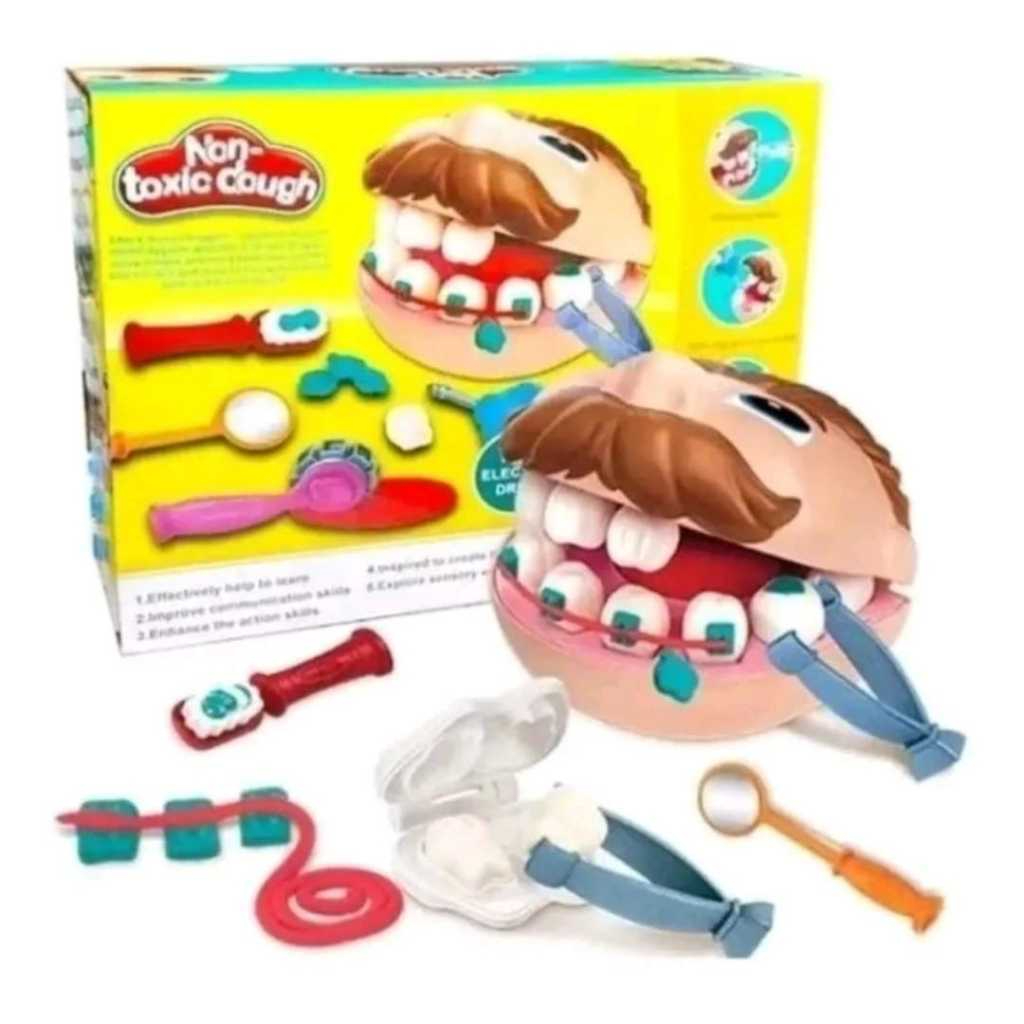 Kit Massinha Dentista faz de conta brinquedo infantil interativo com 14 ...