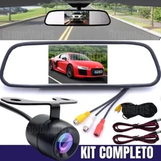 Retrovisor Visor Espelho Tela Lcd Veicular + Câmera De Ré