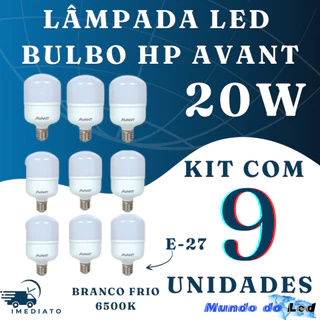 Kit 9 lampadas Led Compacta 20w 6500k Branco Frio Bivolt 127/220v Avant