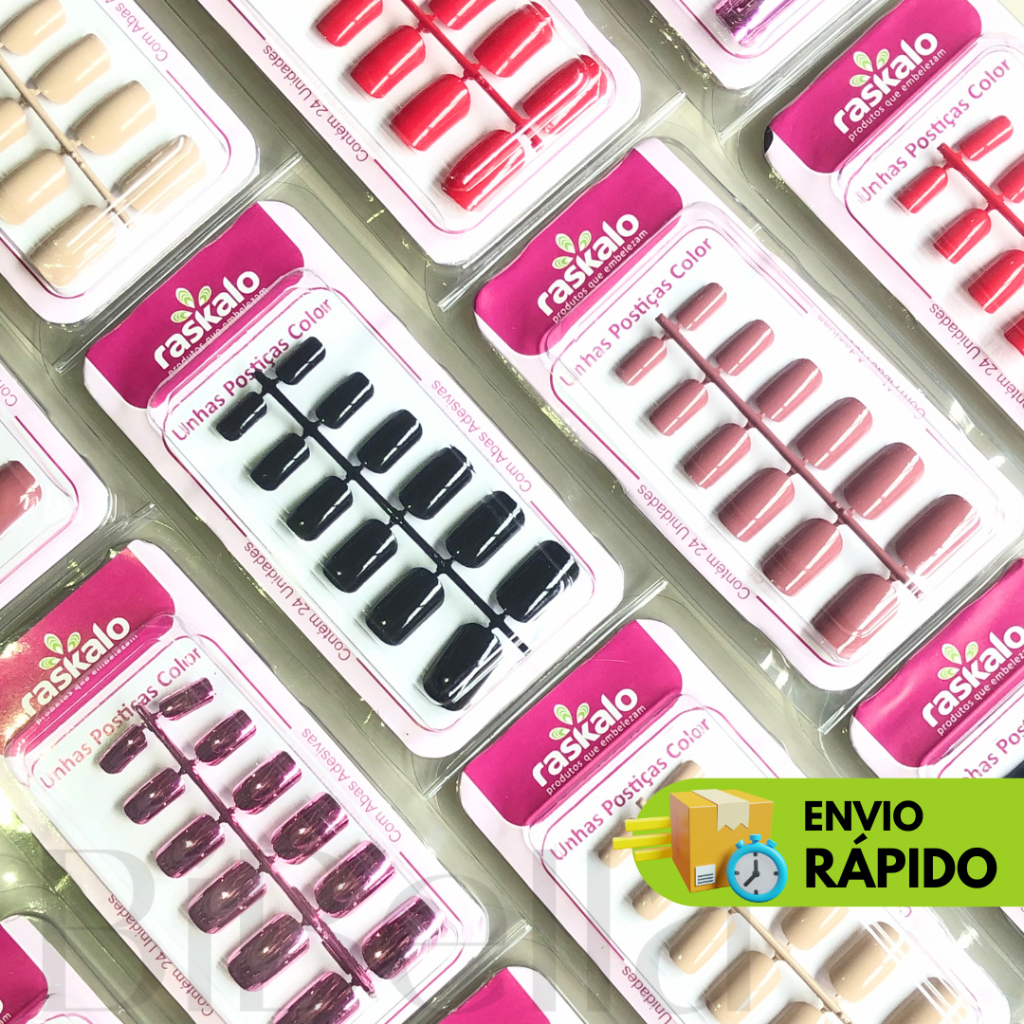 Unhas Postiças Com Adesivos Autocolantes 24 Unidades Raskalo ...