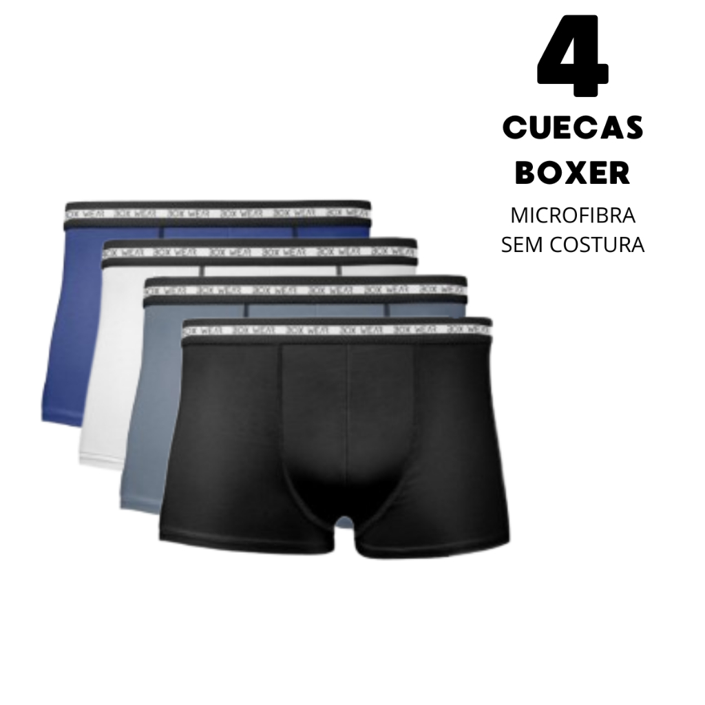 Kit 4 Cueca Box Masculina Microfibra Sem Costura