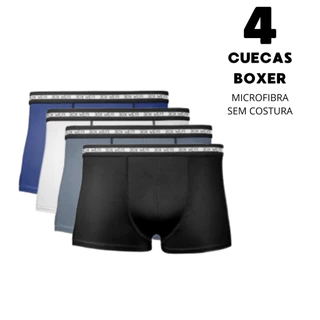 Kit 4 Cueca Box Masculina Microfibra Sem Costura