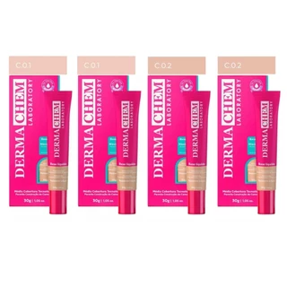 Kit Com 4 Bases Líquida Facial Dermachem Niacinamida Vit E 30g C.0.1 E C.0.2