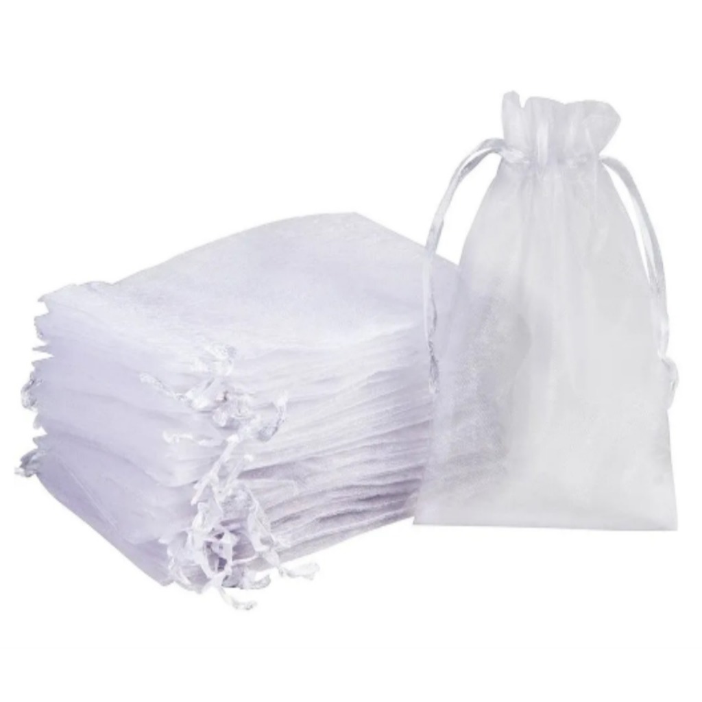 50Pcs Sacola De Organza Com Cordão Para Presente Decoração De Festa De Casamento Natal Joias