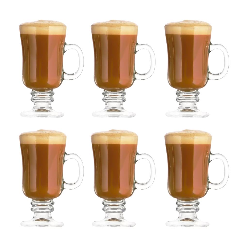 Jogo 6 Peças Canecas Capuccino Nespresso Em Vidro Irish Coffee 120ml