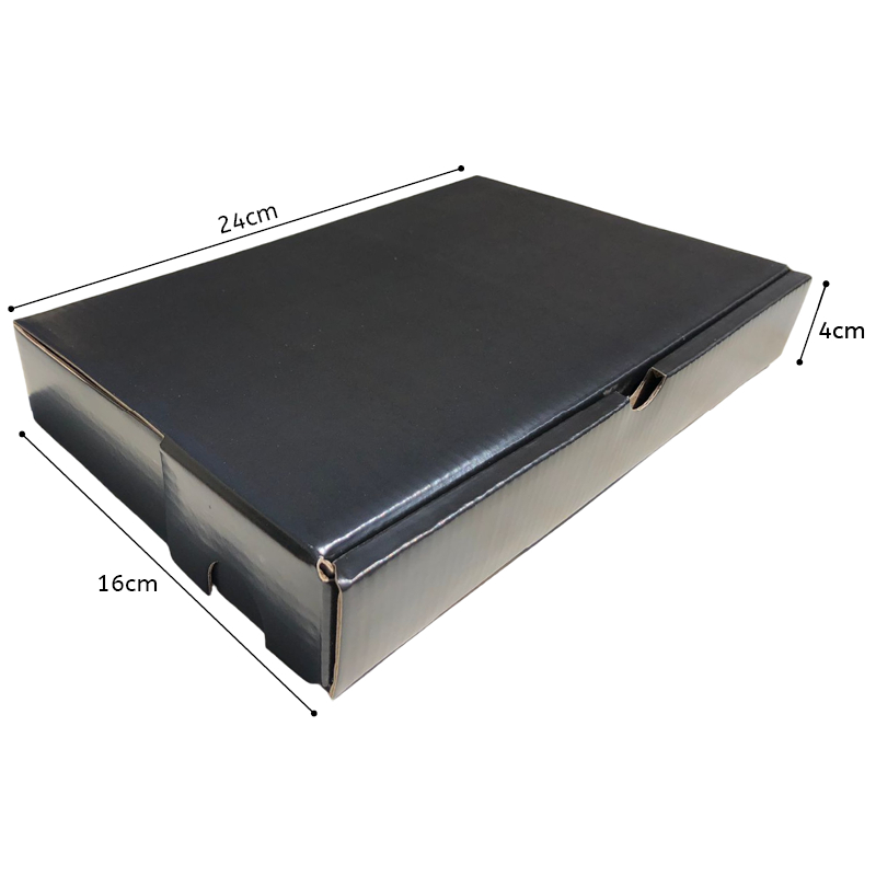 5 Caixas de Papelão com Papel Cartão - 24x16x4 - Lisa - Preta