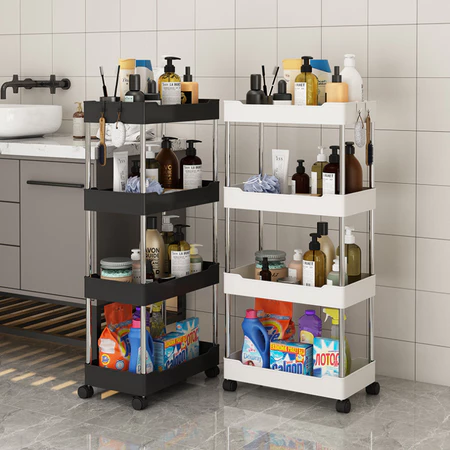 Organizador Móvel de 4 Níveis com Rodízios para Diversos Objetos e Rodinhas