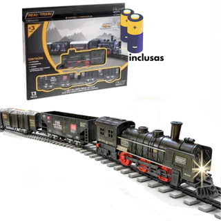 Trem Infantil Com Luz A Pilha Ferrorama Presente Menino