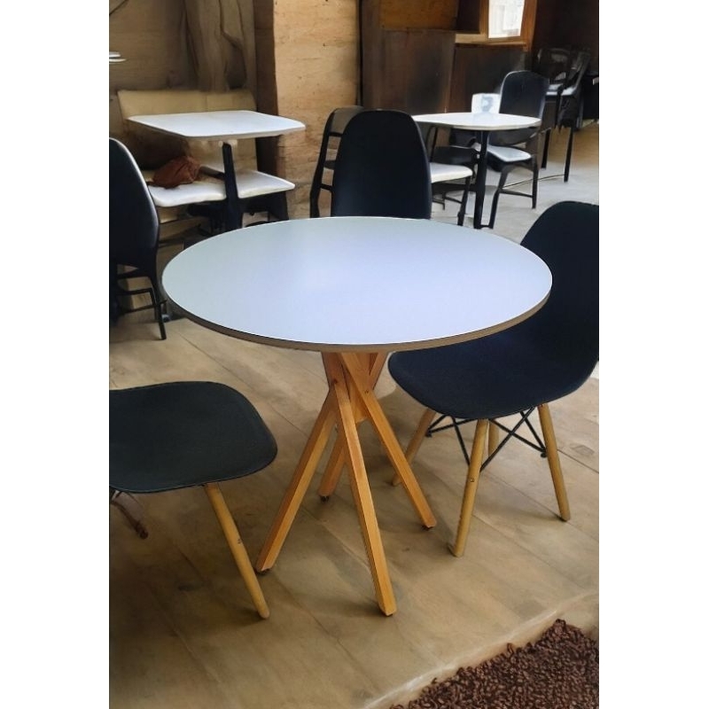 Mesa Jantar Madeira 80cm Branca Pés Em Madeira Maciça