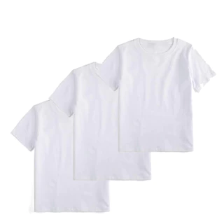 Kit 3 Camiseta Infantil Lisa 100% Algodão Juvenil Branca Menino Menina De Fabrica