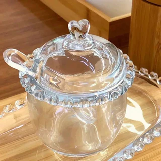 AÇUCAREIRO CRISTAL C/COLHER CORAÇÃO 9,5x12cm - LYOR