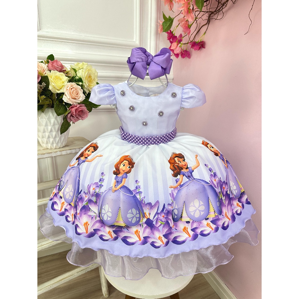 vestido princesa sofia | Shopee Brasil