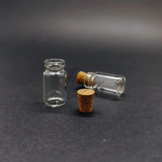 12 Mini Frascos de vidro c/ rolha cortiça ou plástico 2.8x1.3CM - MSP03